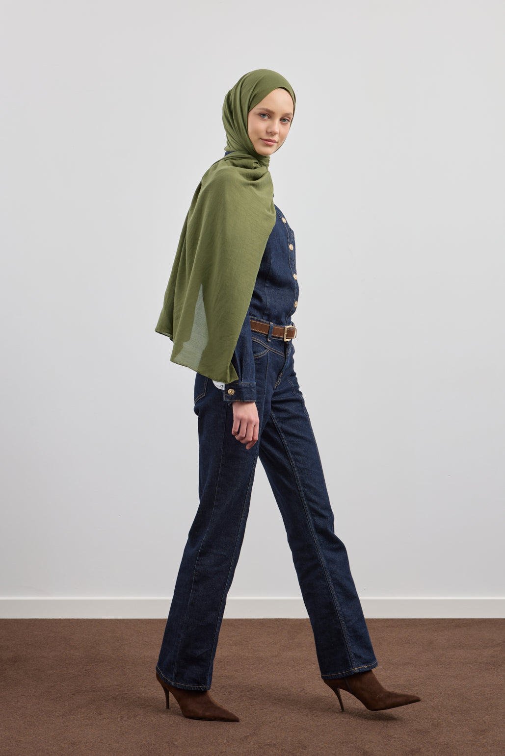 Organik Crash Şal Haki Yeşil