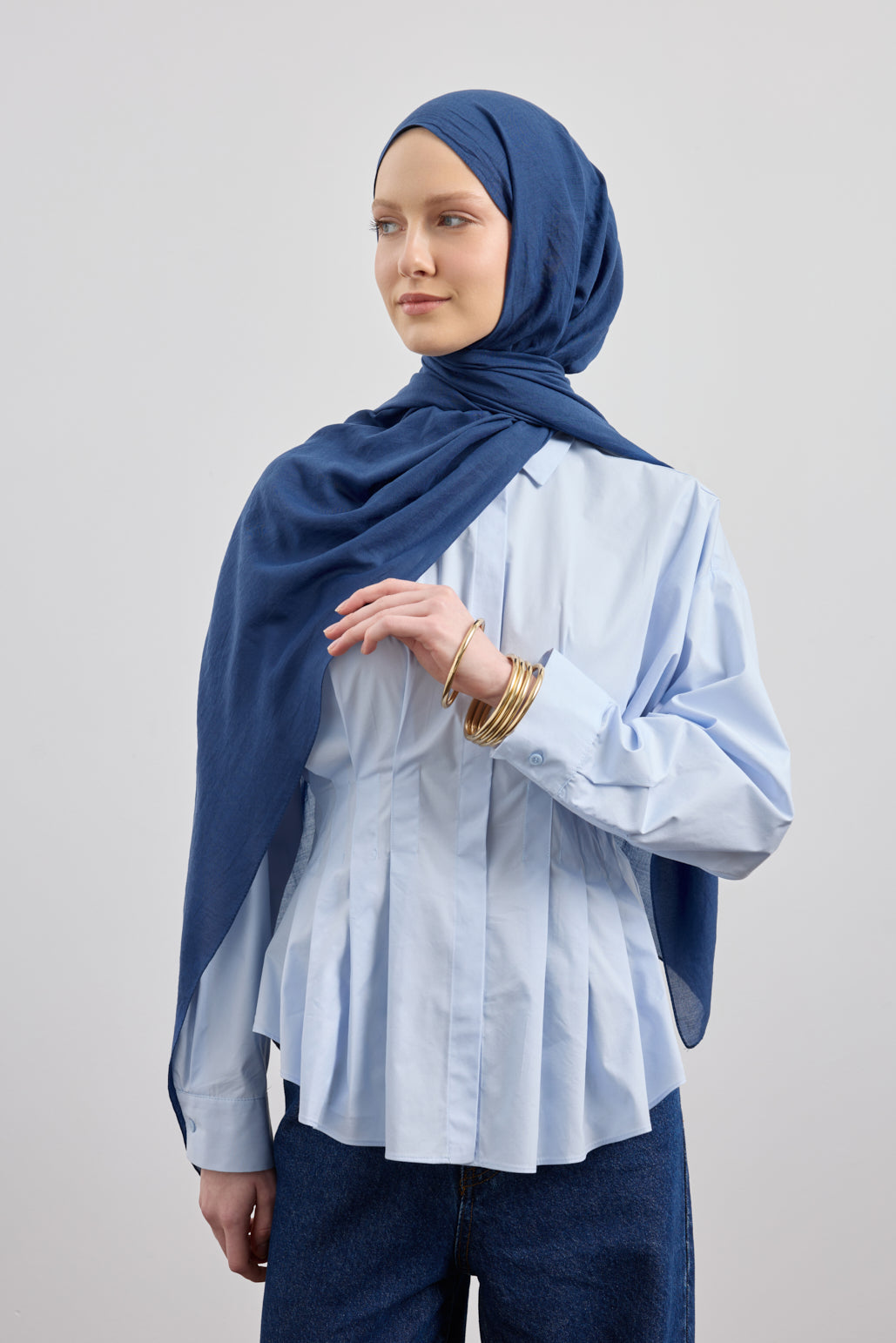 Organik Crash Şal İndigo