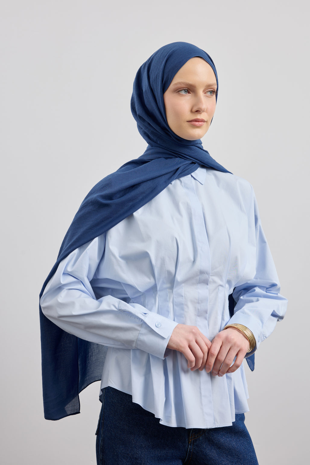 Organik Crash Şal İndigo