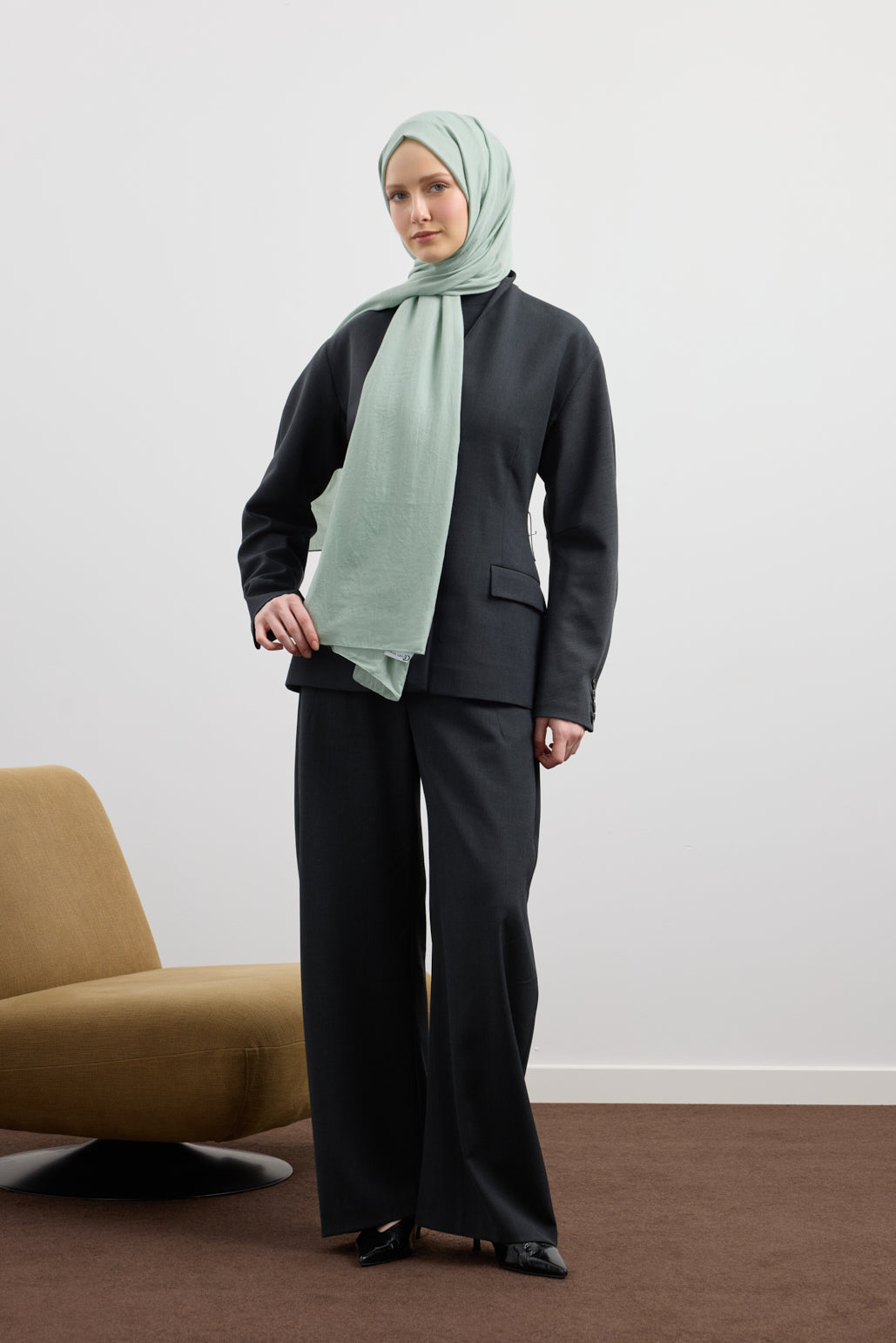 Organik Crash Şal Mint