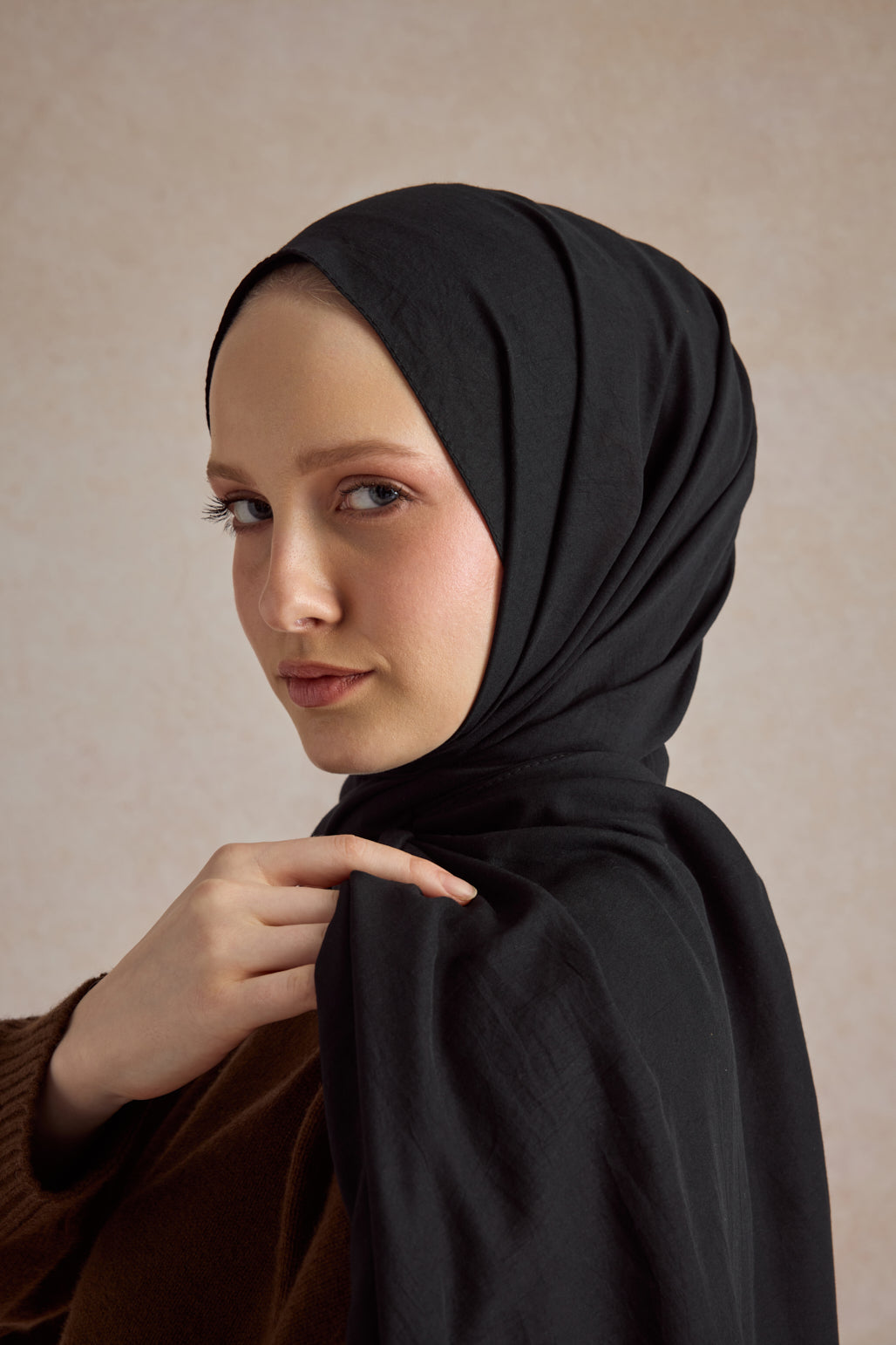 Organik Crash Şal Siyah