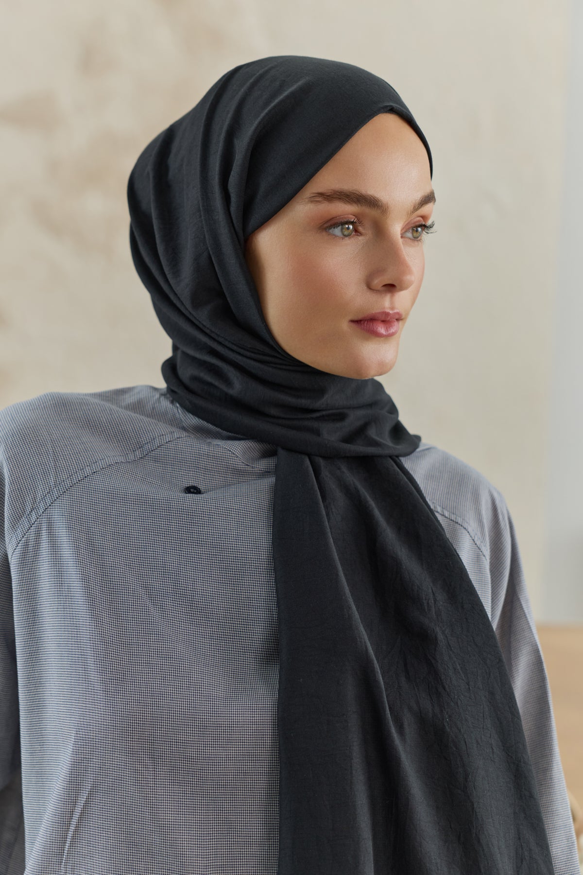 Organik Crash Şal Siyah