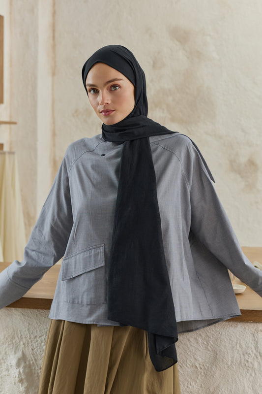 Organik Crash Şal Siyah