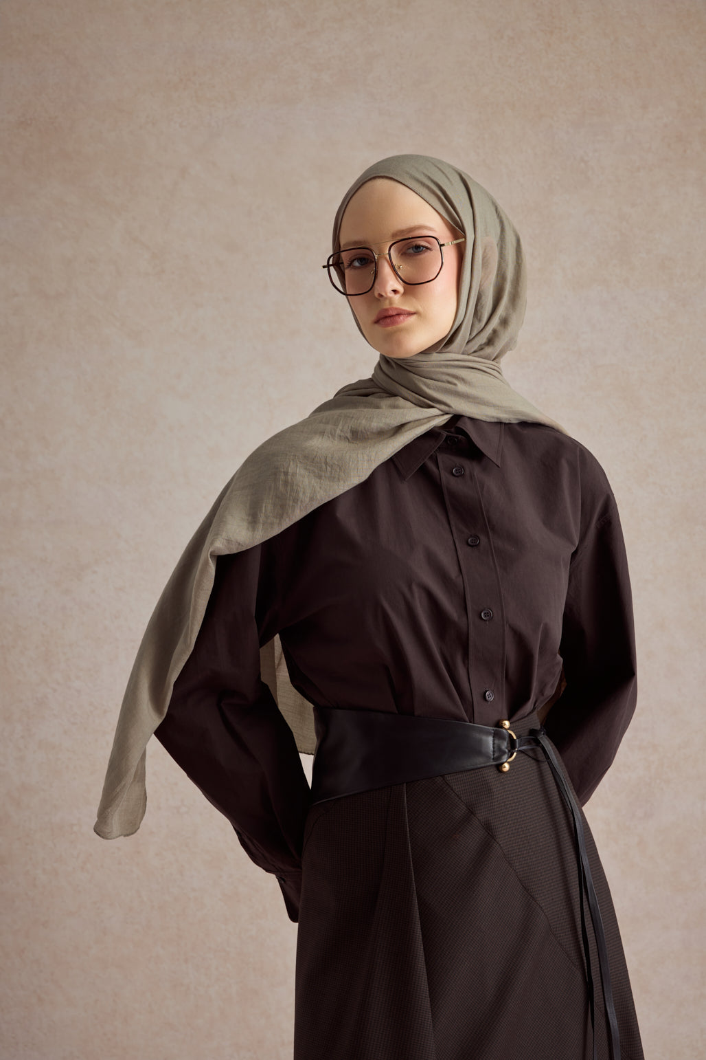 Organik Crash Şal Soft Kahve