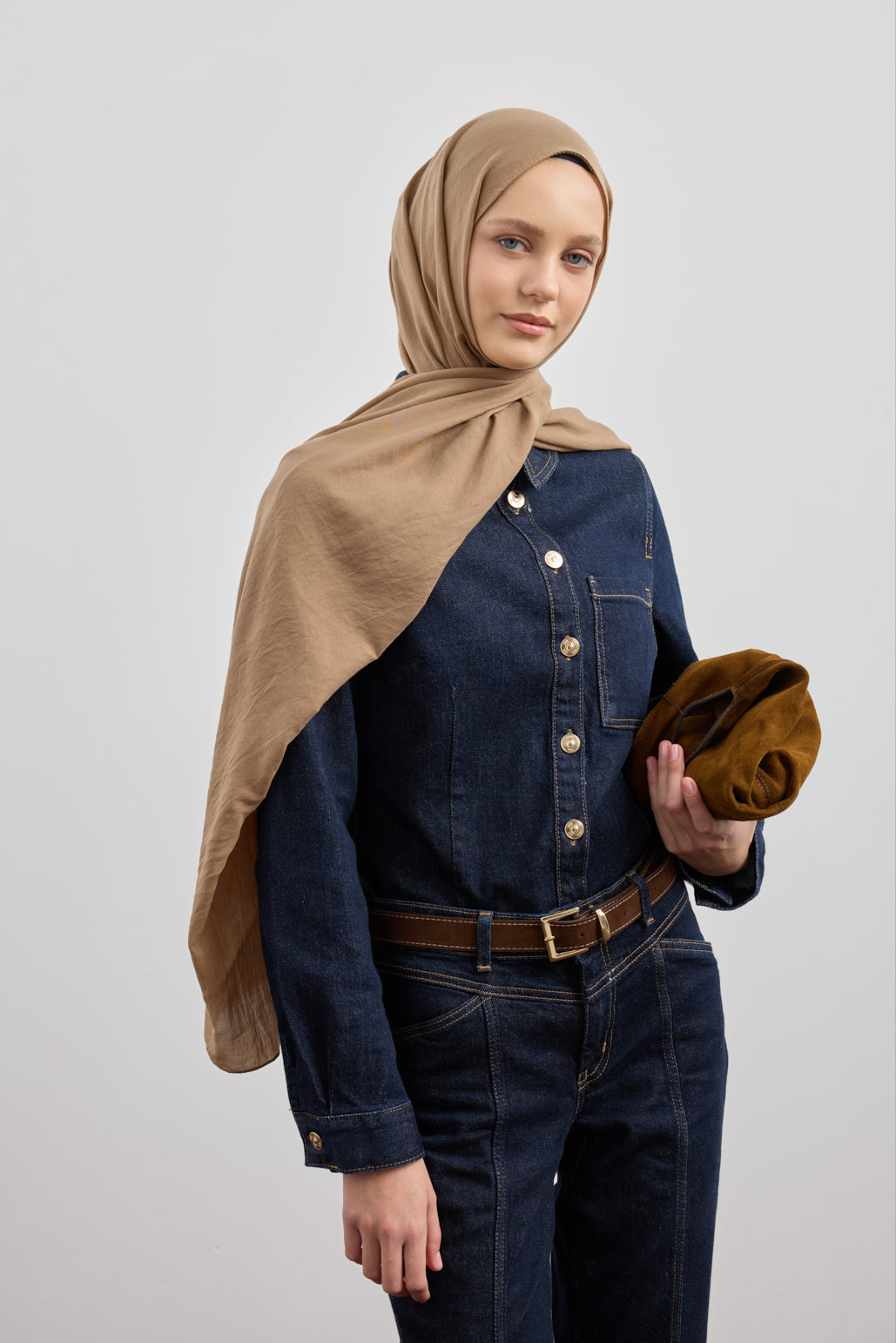 Organik Crash Şal Sütlü Kahve