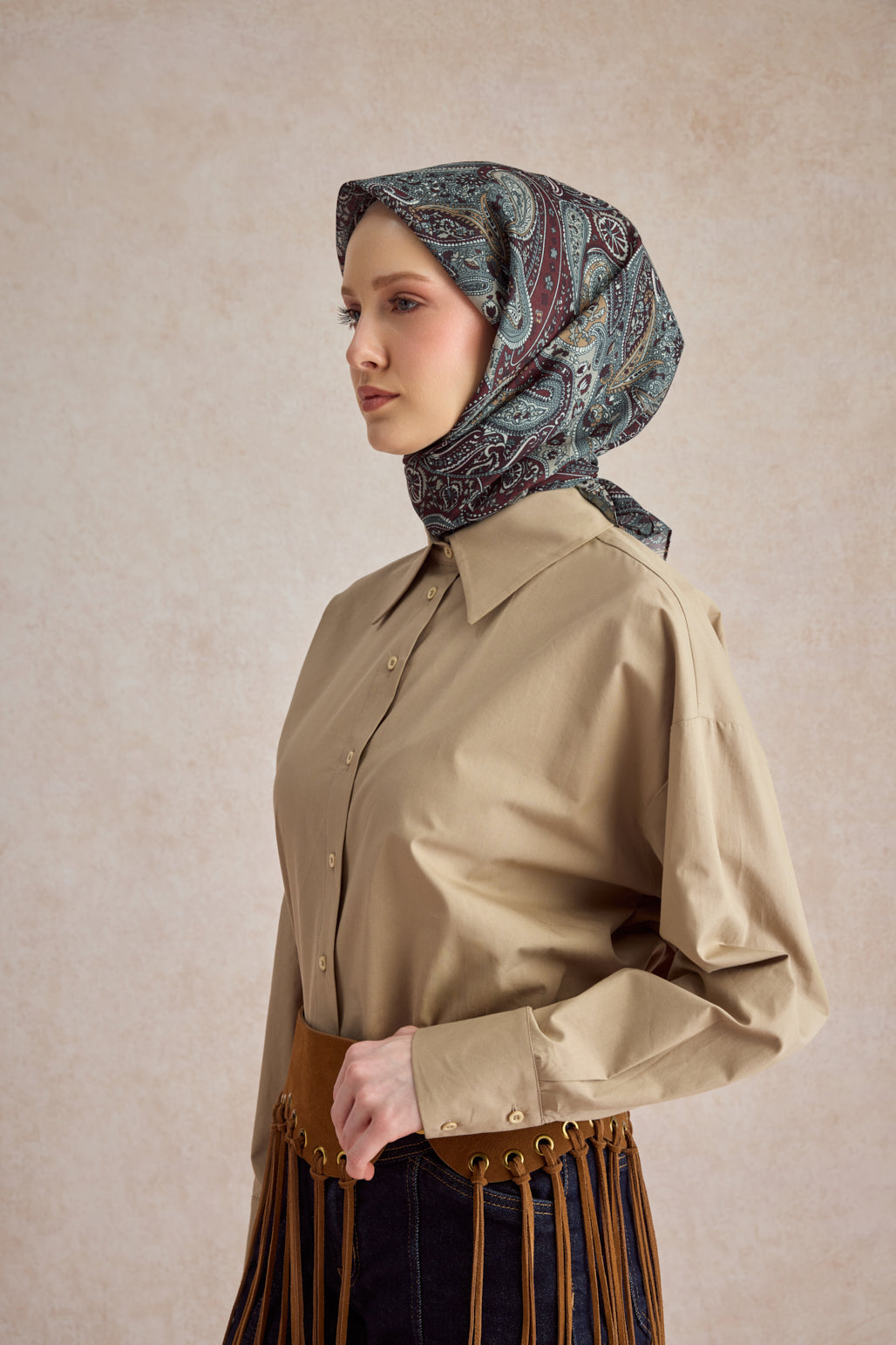 Pamuk Eşarp Garden Bordo