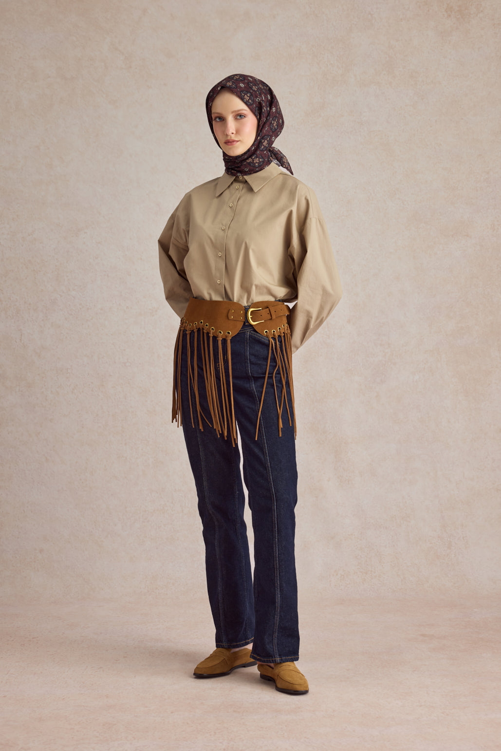 Pamuk Eşarp Medallion Bordo