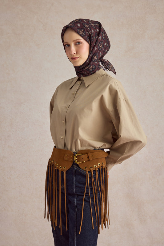 Pamuk Eşarp Medallion Bordo