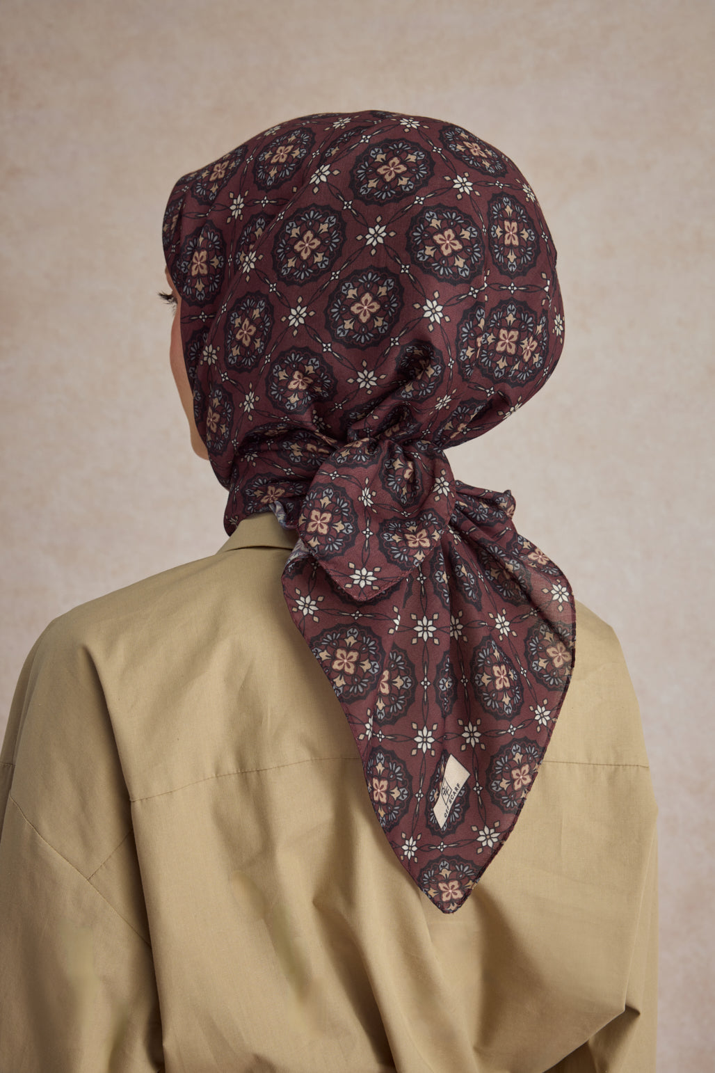 Pamuk Eşarp Medallion Bordo