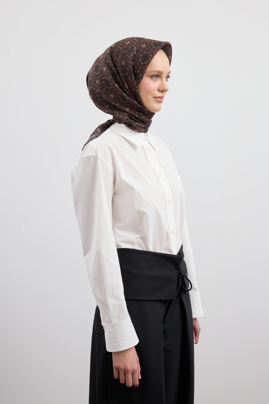 Pamuk Eşarp Medallion Çikolata Kahve