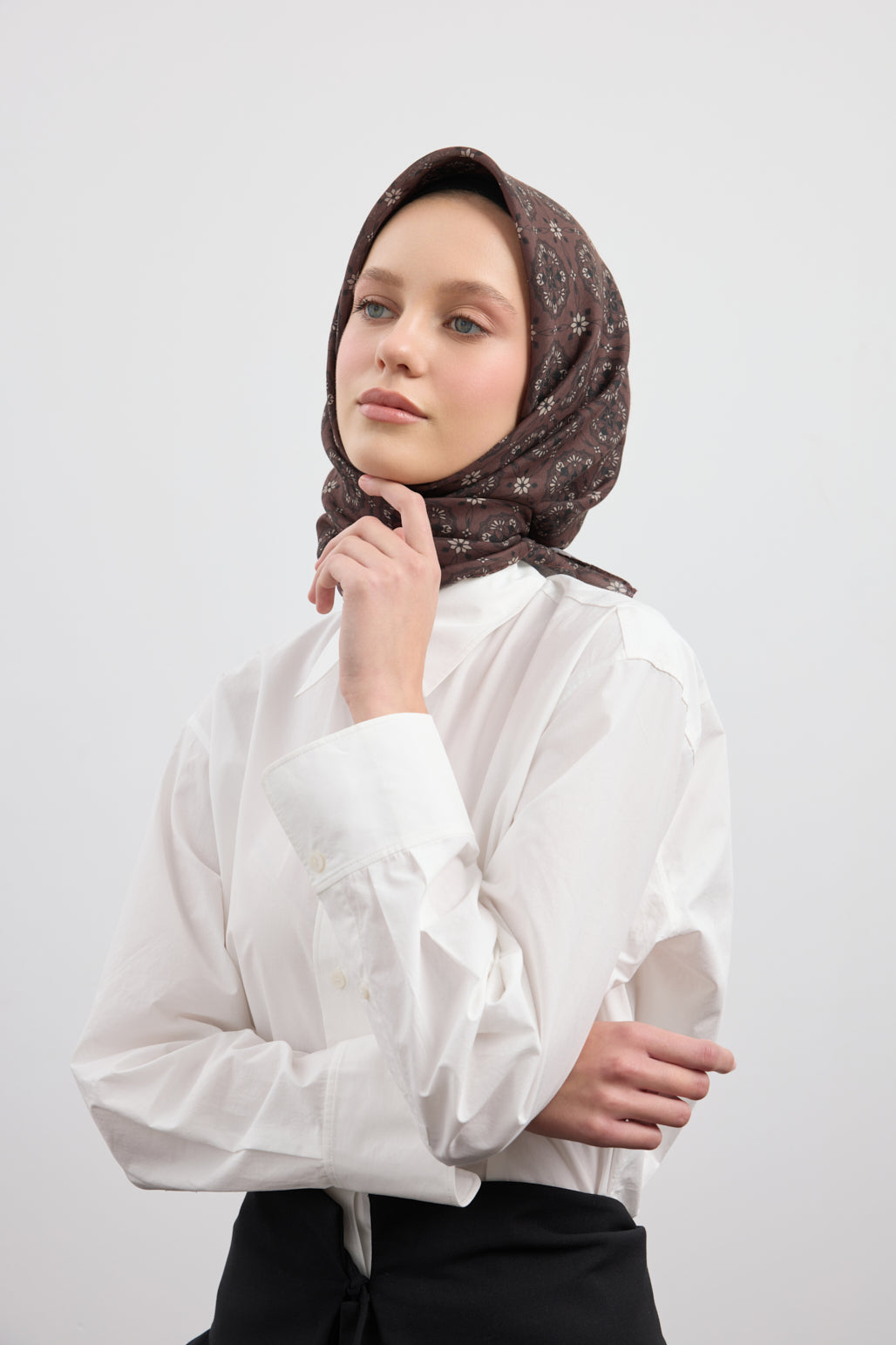 Pamuk Eşarp Medallion Çikolata Kahve