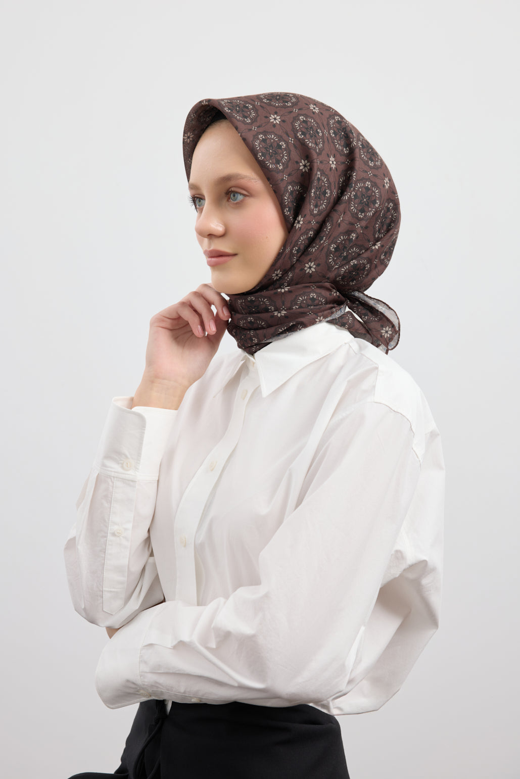 Pamuk Eşarp Medallion Çikolata Kahve