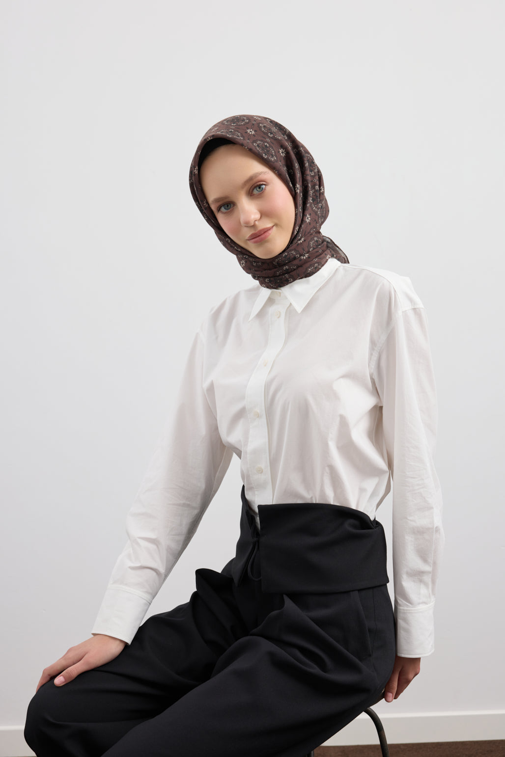 Pamuk Eşarp Medallion Çikolata Kahve