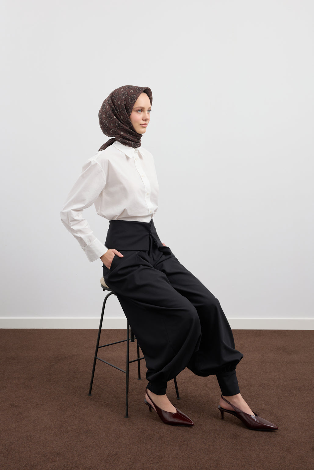 Pamuk Eşarp Medallion Çikolata Kahve