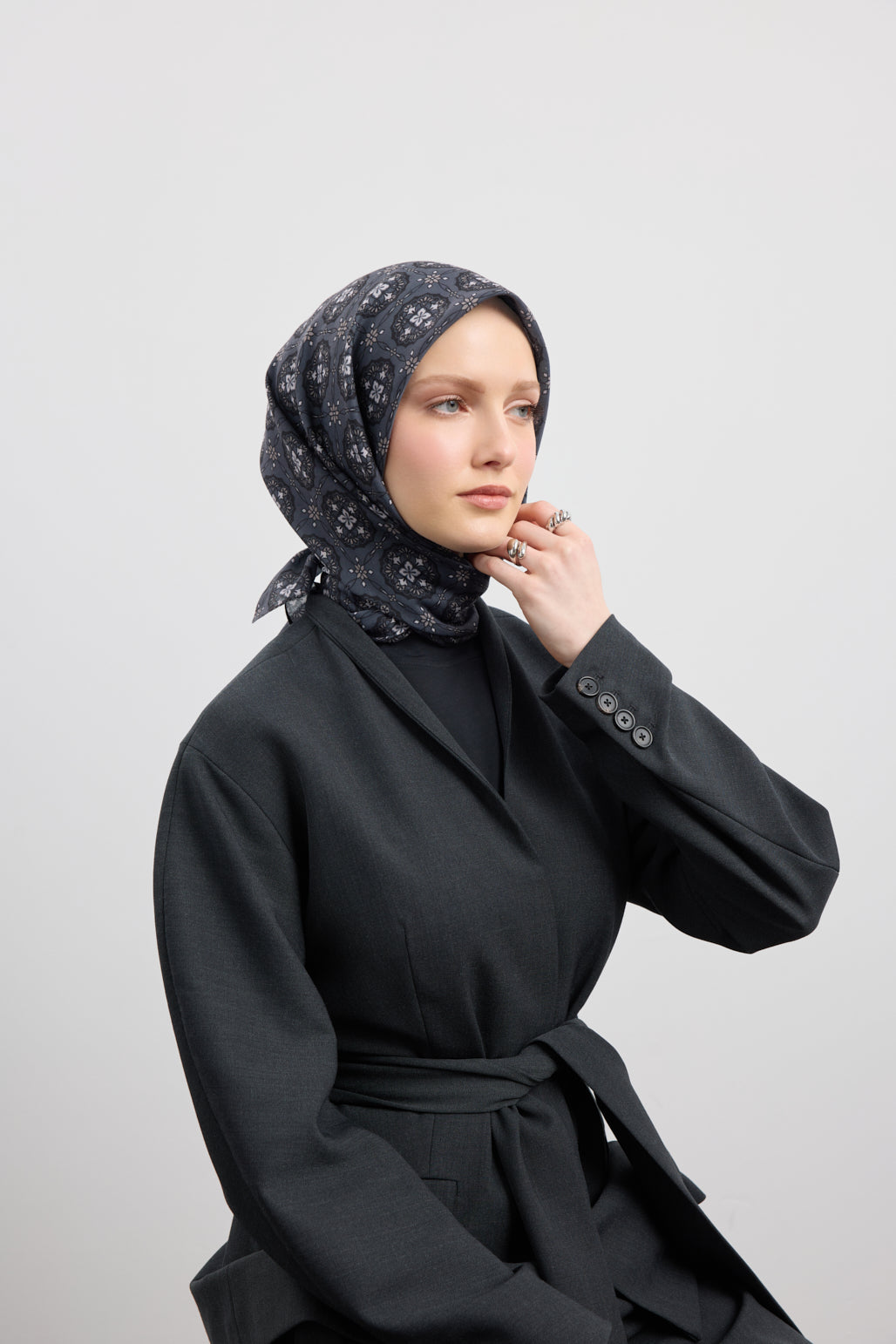 Pamuk Eşarp Medallion Füme