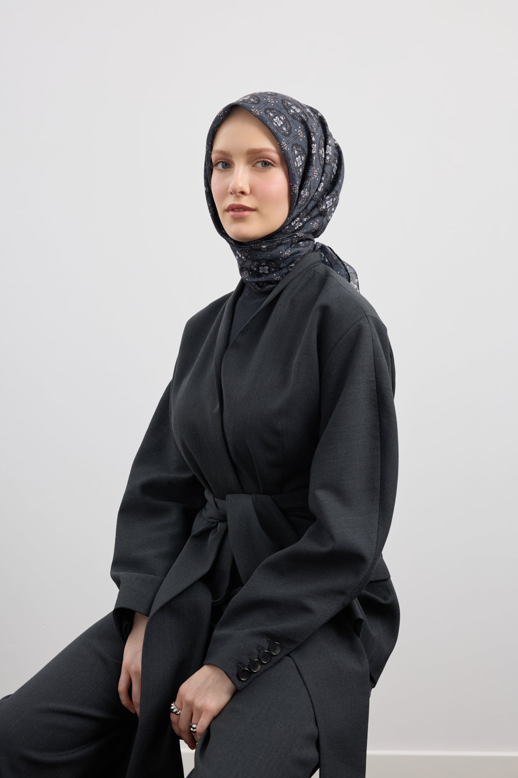 Pamuk Eşarp Medallion Füme