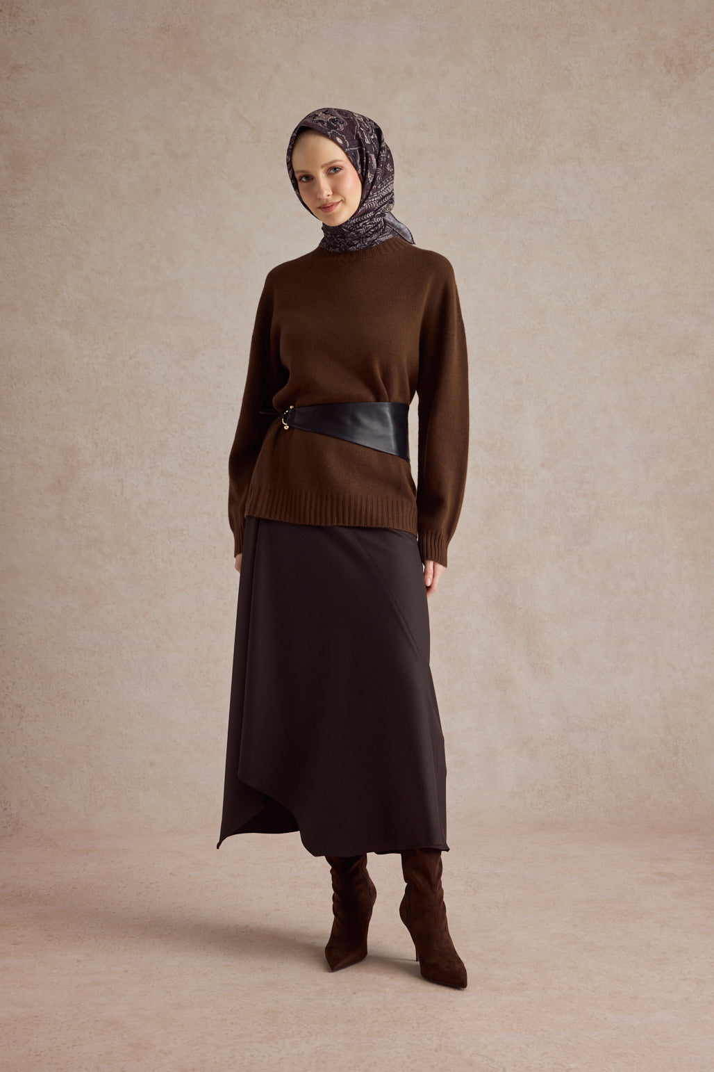 Pamuk Eşarp Tale Çikolata Kahve