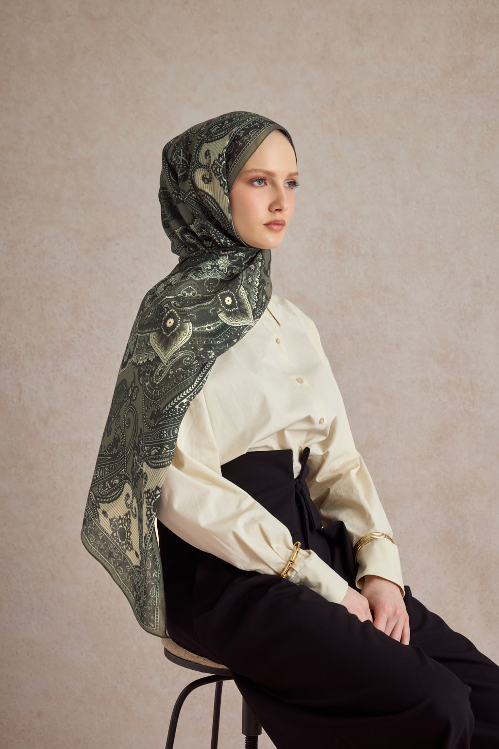 Pamuk Şal Shadow Haki Yeşil