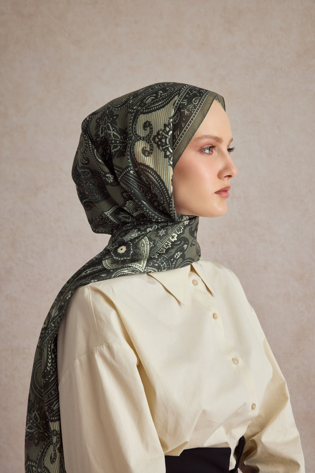 Pamuk Şal Shadow Haki Yeşil