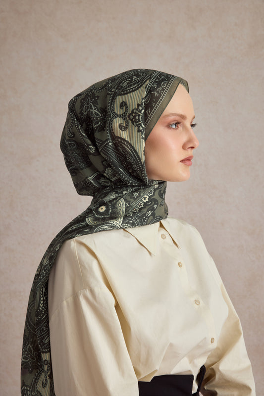 Pamuk Şal Shadow Haki Yeşil