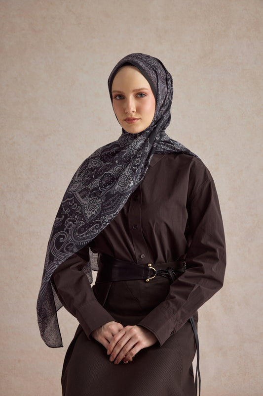 Pamuk Şal Shadow Koyu Mor