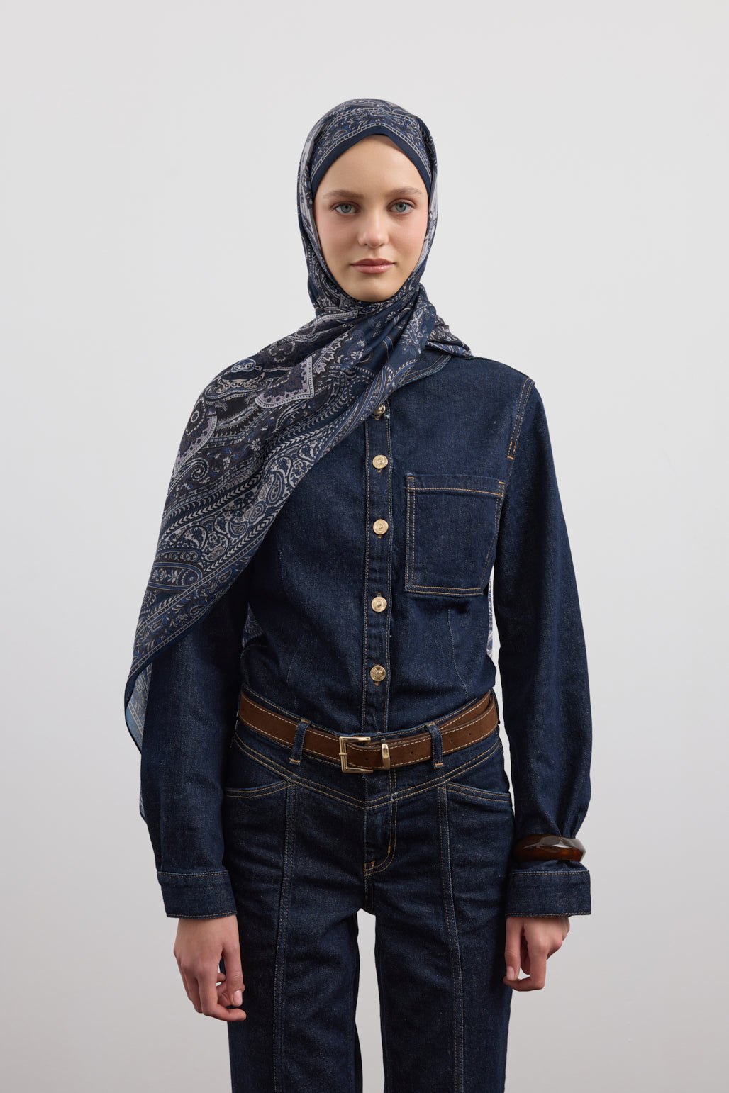 Pamuk Şal Shadow Lacivert