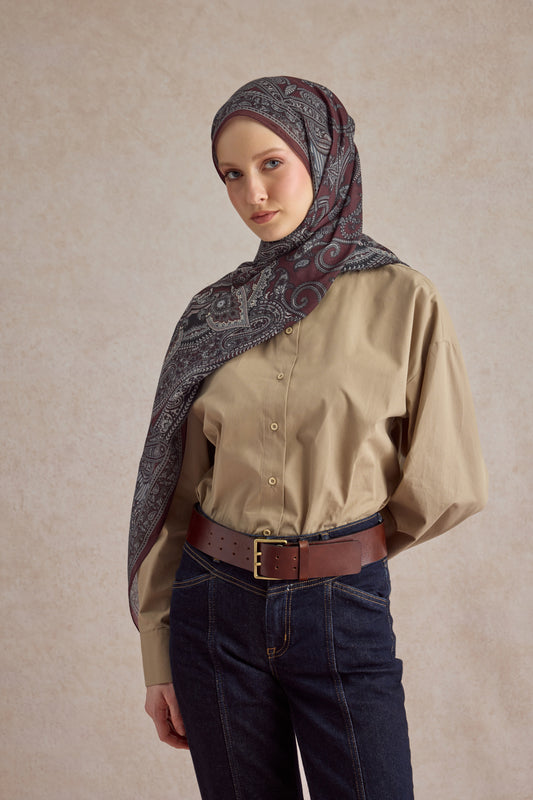 Pamuk Şal Shadow Mürdüm