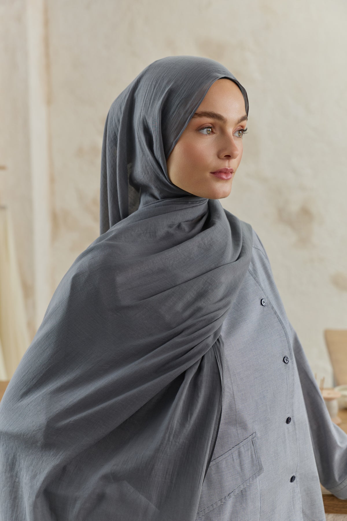 Soft Line Pamuk Şal Antrasit