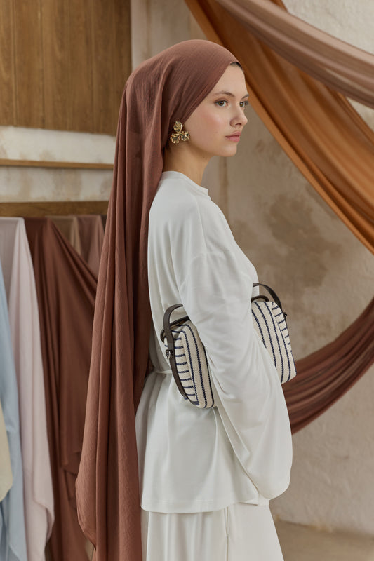 Soft Line Pamuk Şal Kestane