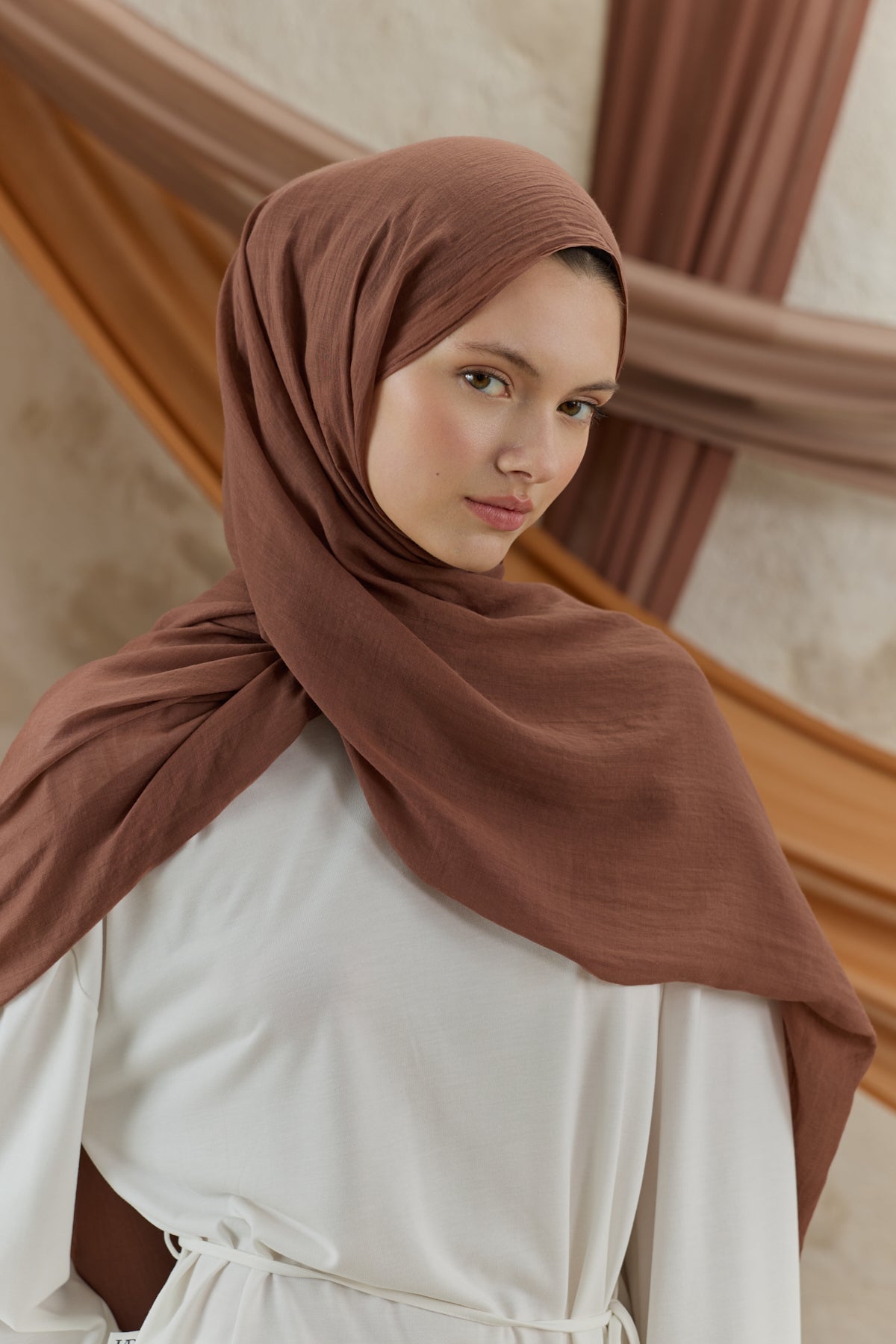 Soft Line Pamuk Şal Kestane