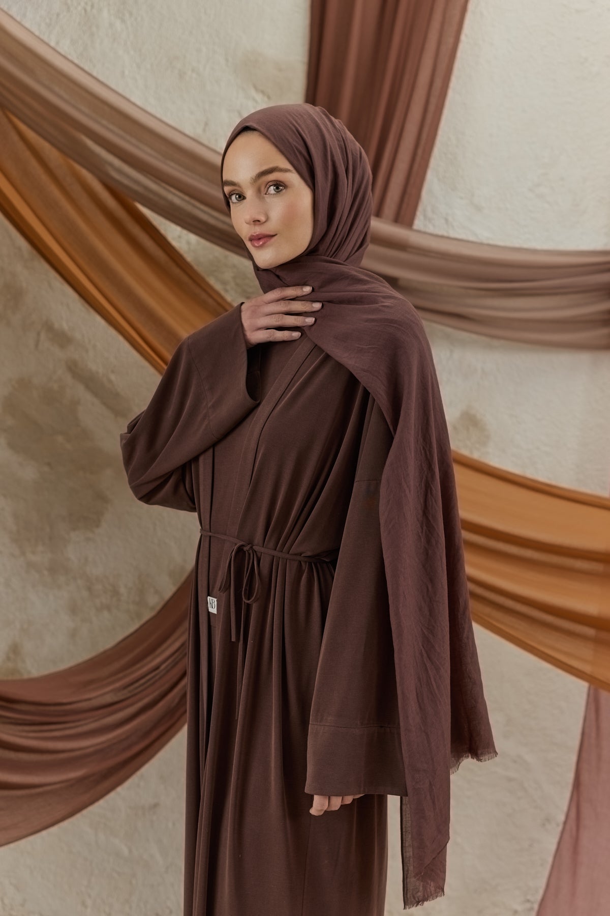Soft Line Pamuk Şal Kızıl Kahve