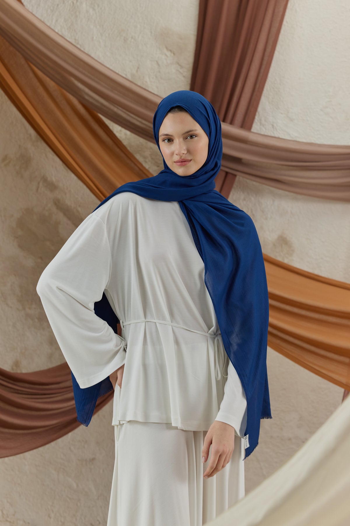 Soft Line Pamuk Şal Lacivert