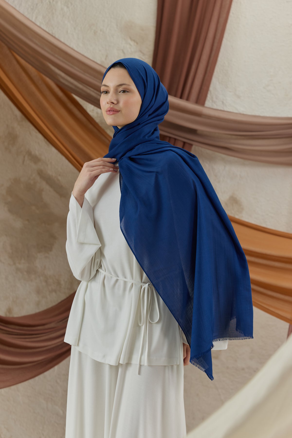 Soft Line Pamuk Şal Lacivert