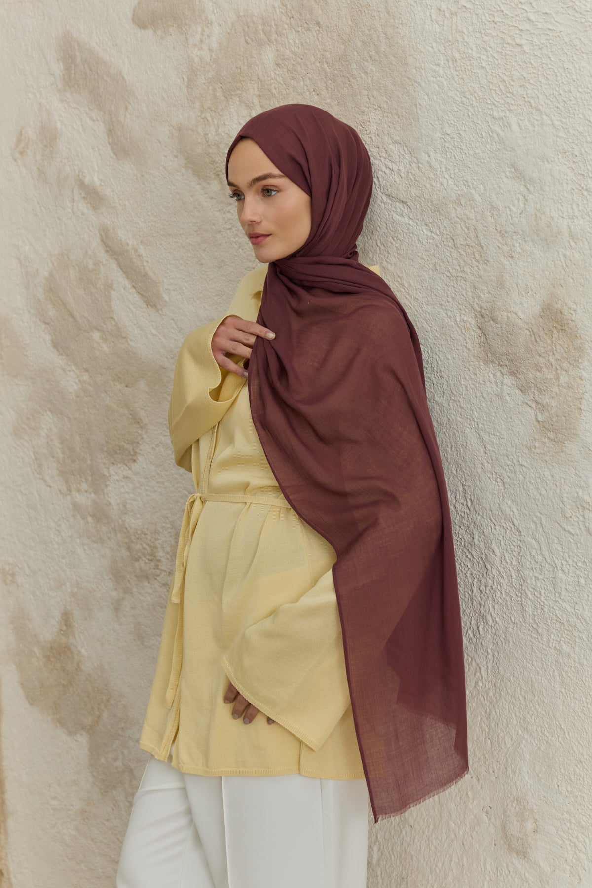 Soft Line Pamuk Şal Mürdüm