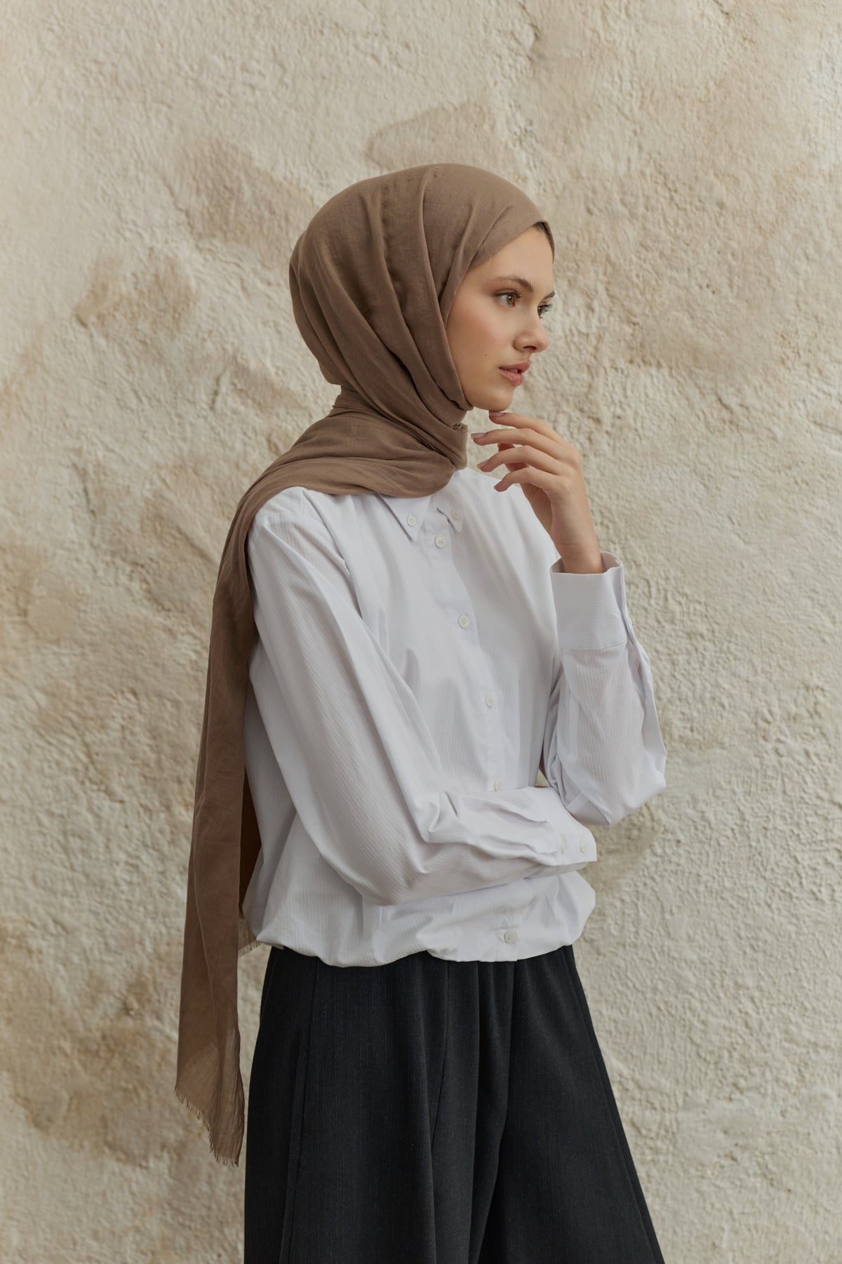 Soft Line Pamuk Şal Sütlü Kahve