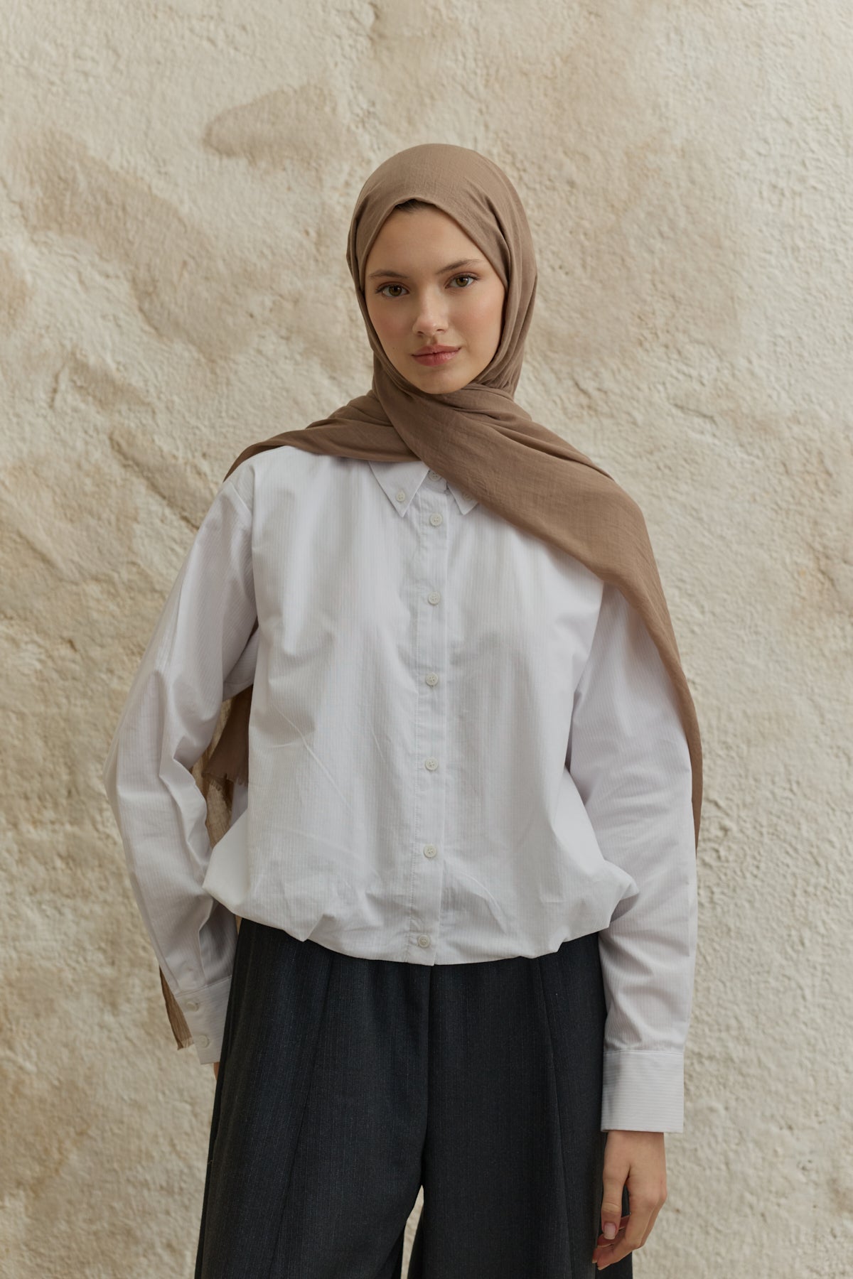 Soft Line Pamuk Şal Sütlü Kahve