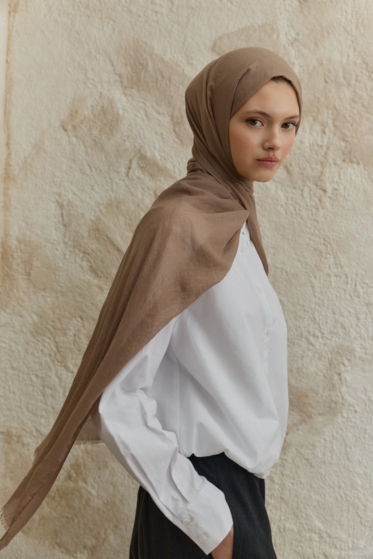 Soft Line Pamuk Şal Sütlü Kahve
