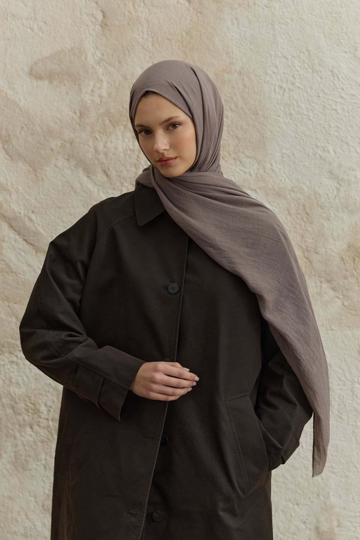Soft Line Pamuk Şal Tozlu Kahve
