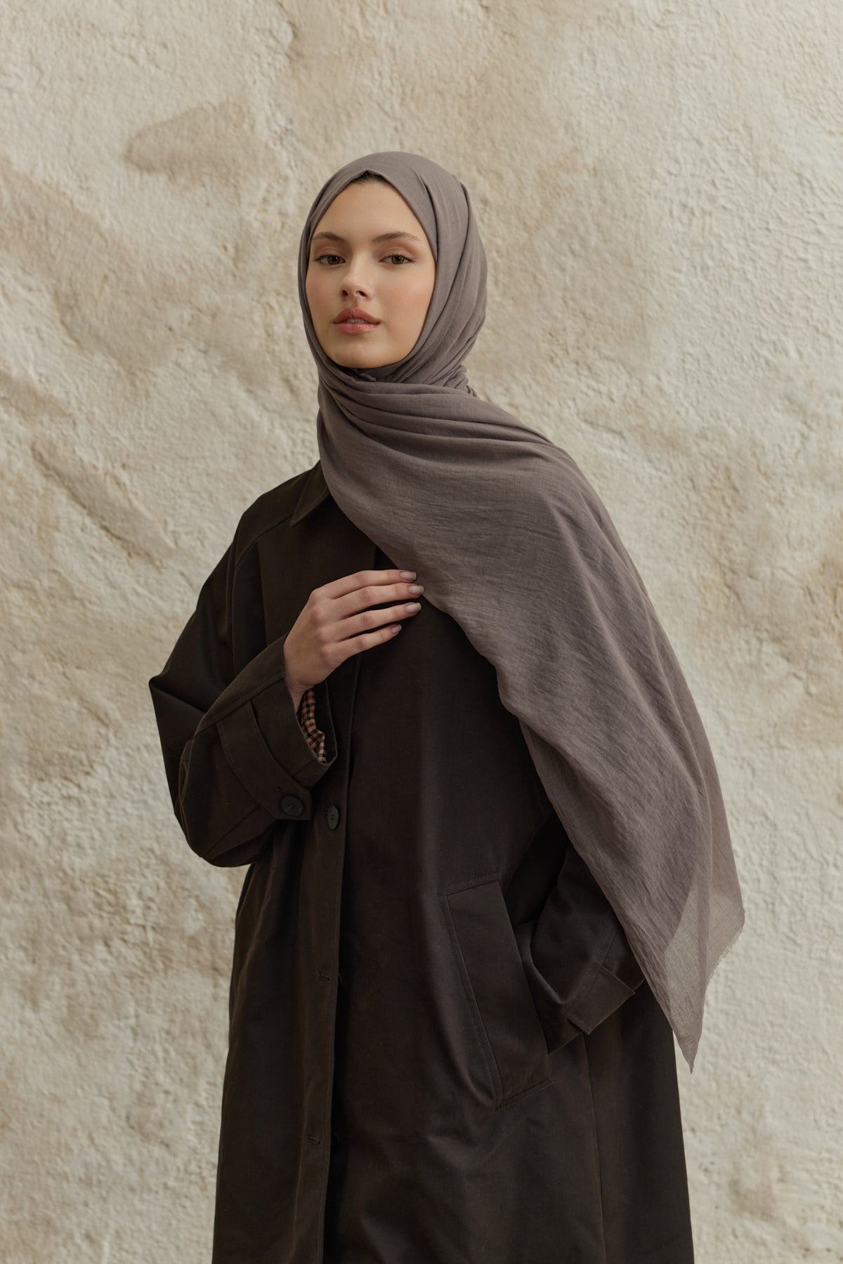 Soft Line Pamuk Şal Tozlu Kahve