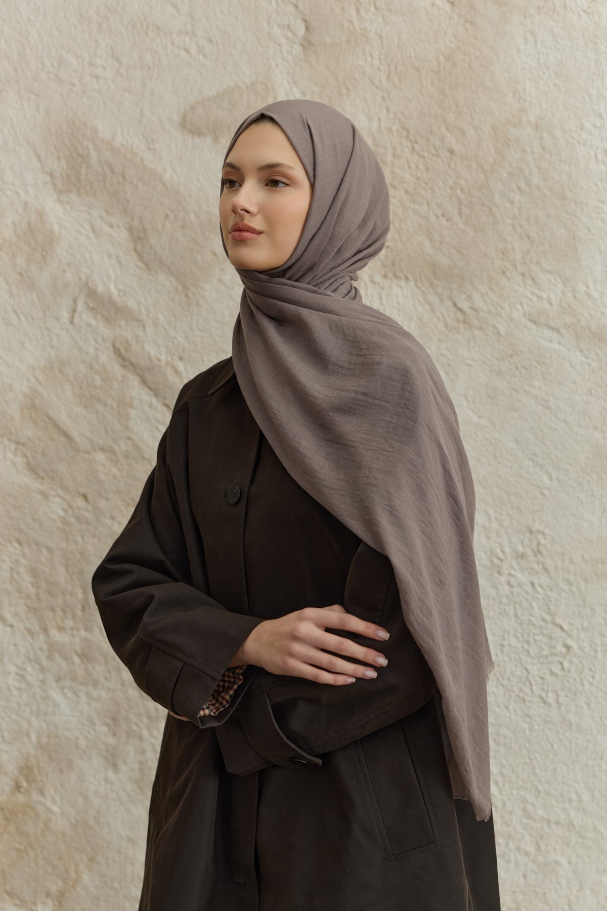 Soft Line Pamuk Şal Tozlu Kahve