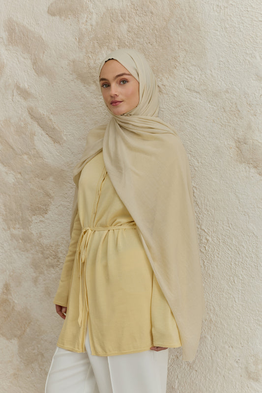 Soft Line Pamuk Şal Uçuk Sarı