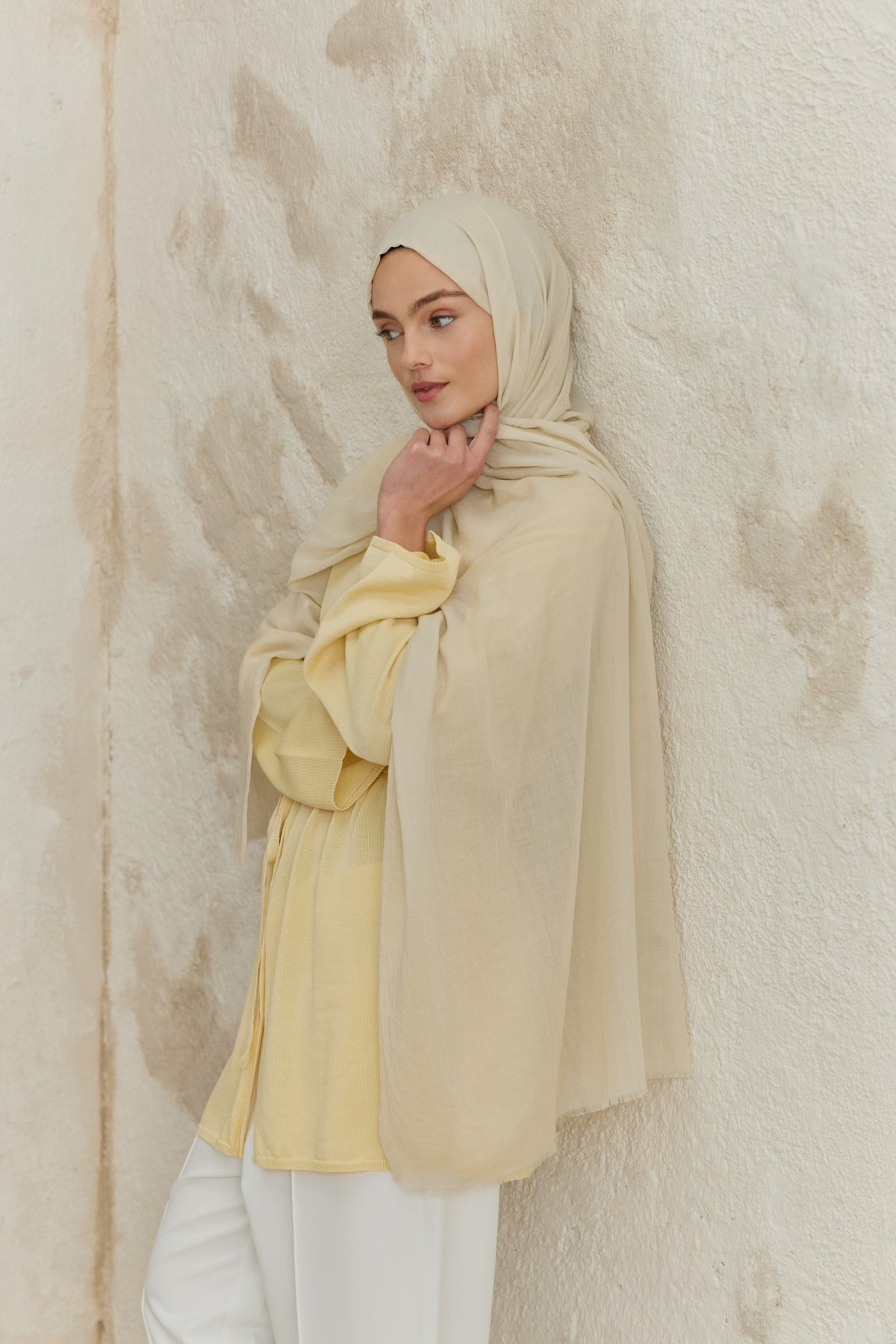Soft Line Pamuk Şal Uçuk Sarı