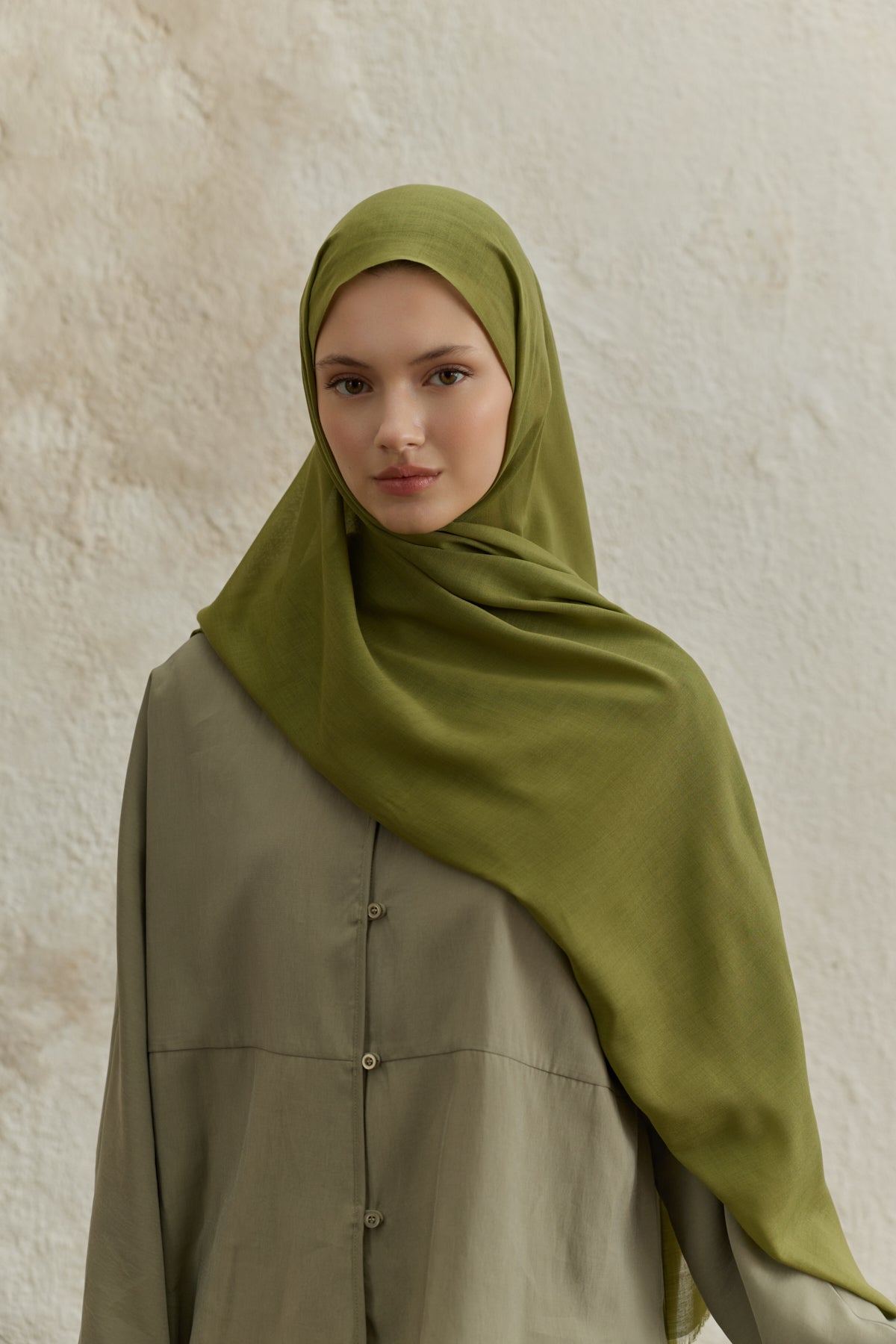 Soft Line Pamuk Şal Yağ Yeşili