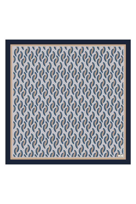 Desenli Twill İpek Eşarp Bej