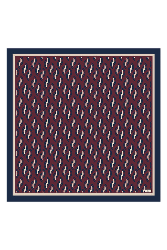 Bordo Desenli Twill İpek Eşarp