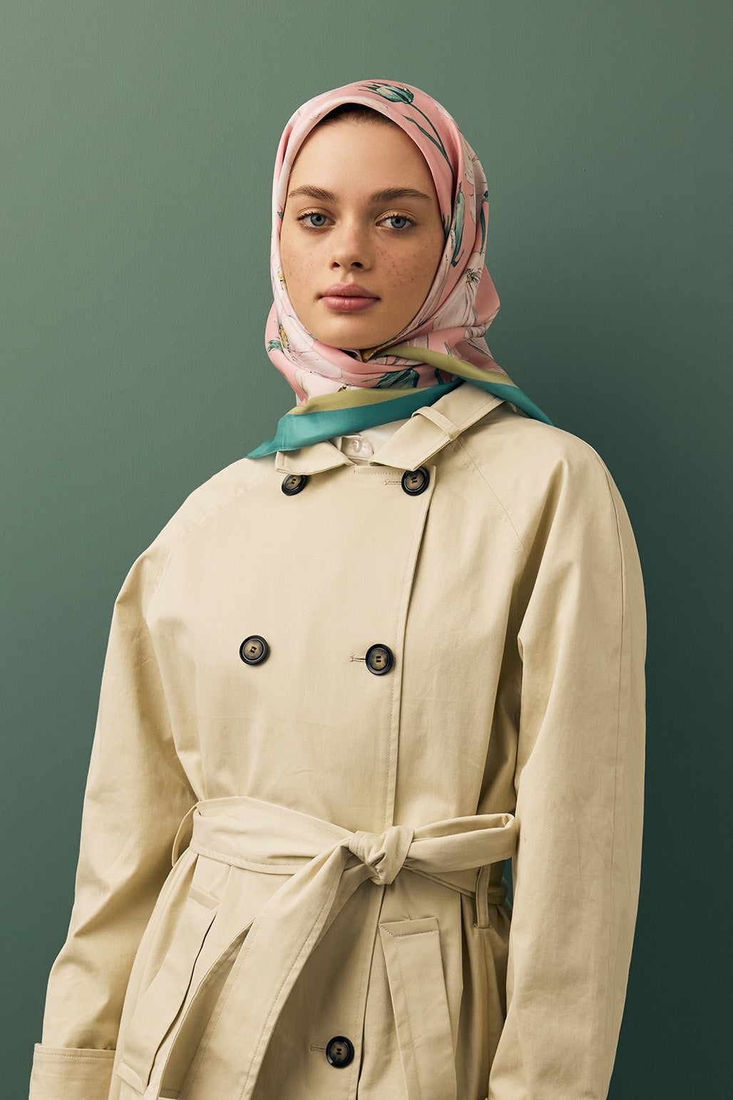 Twill İpek Eşarp Daisy Pudra