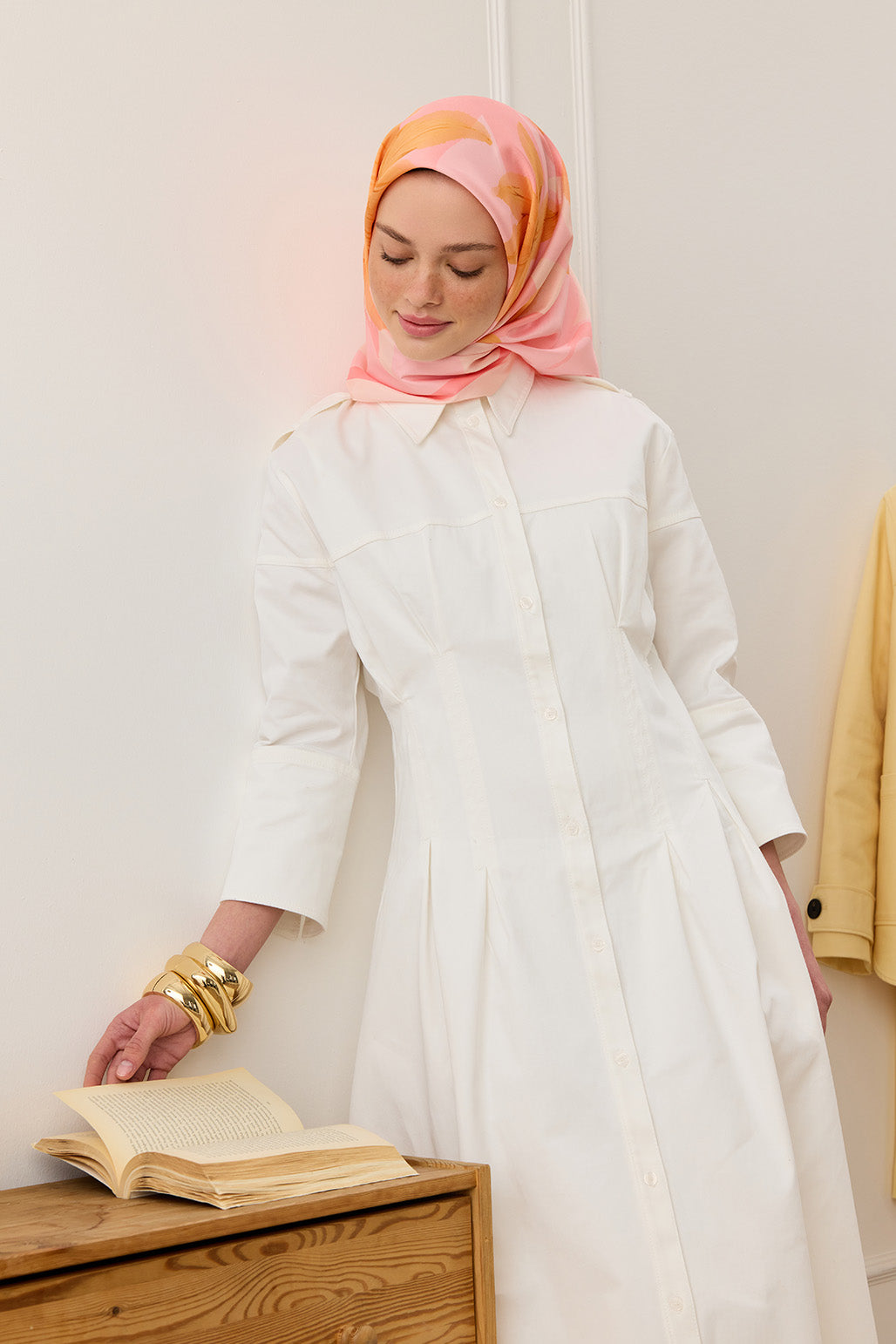 Twill İpek Eşarp Floral Tarçın