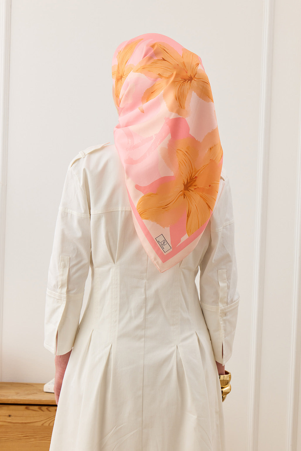 Twill İpek Eşarp Floral Tarçın
