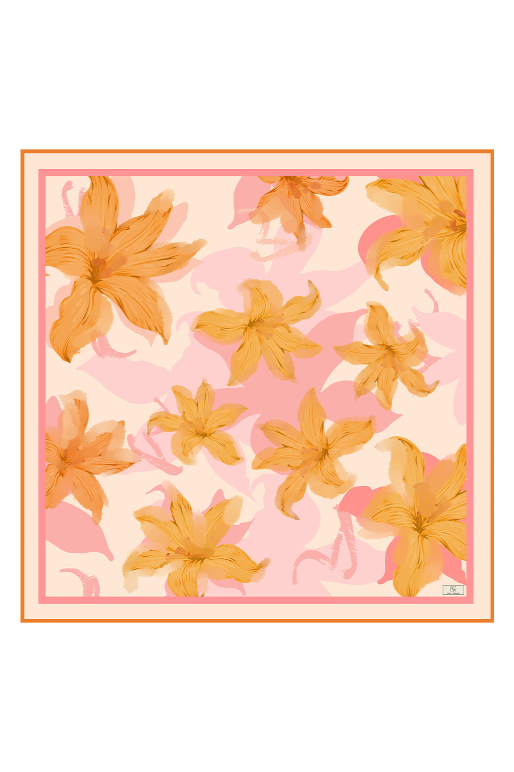 Twill İpek Eşarp Floral Tarçın