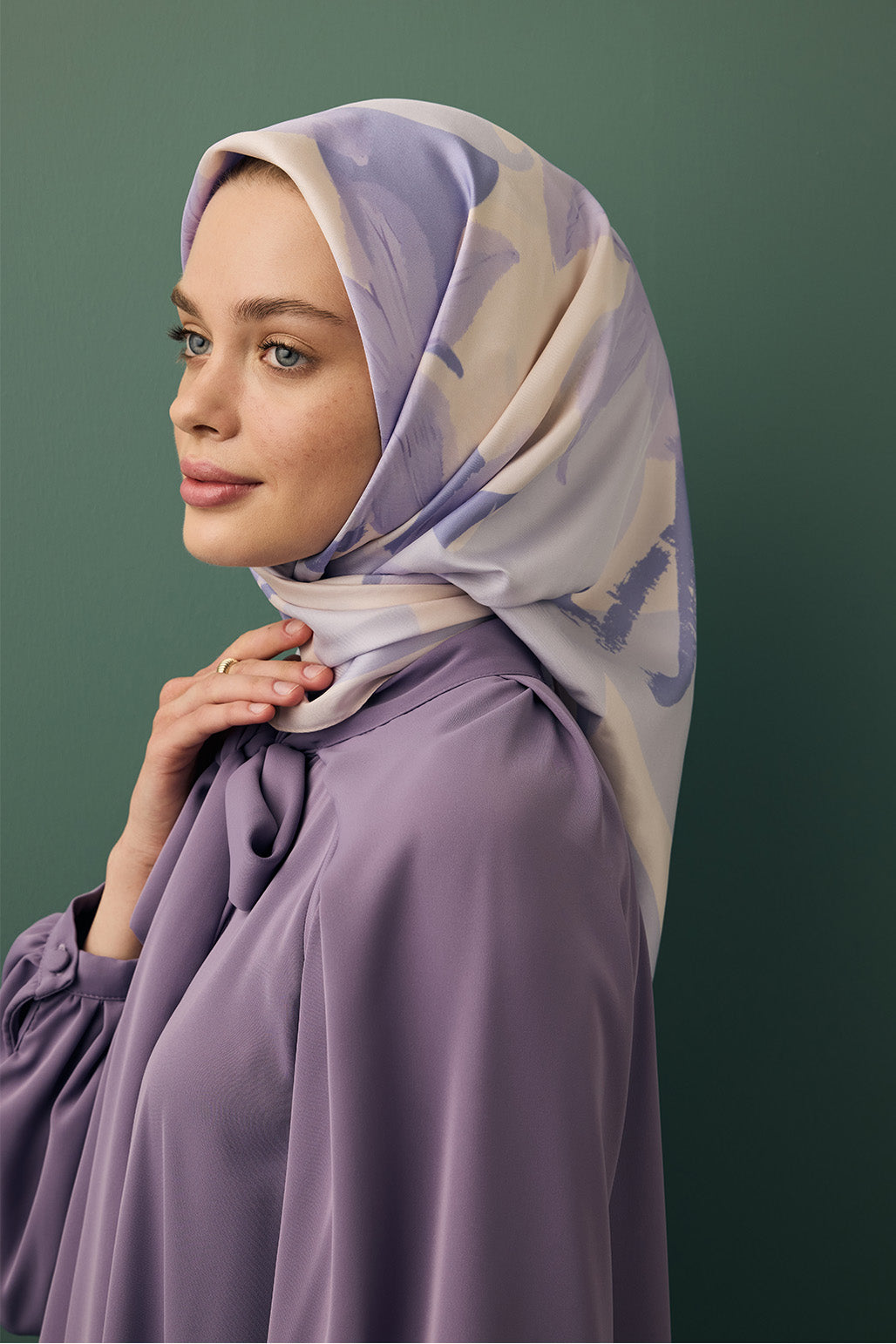 Twill İpek Eşarp Floral Violet